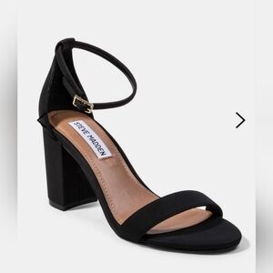 Steve Madden Black Dylann Block Heel Sandal Ankle Strap Minimalist 6M